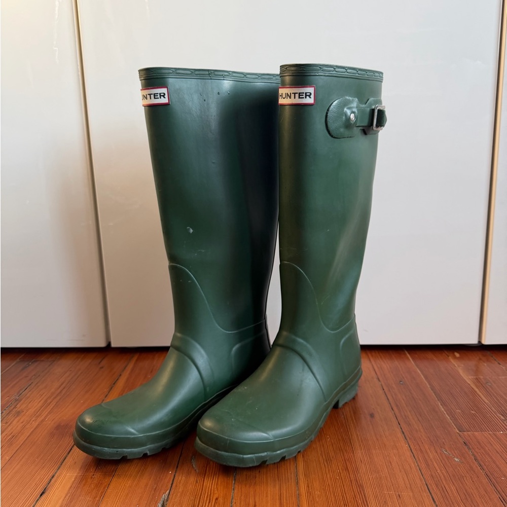 Hunter Forest Green Adjustable-Back Rain Boots